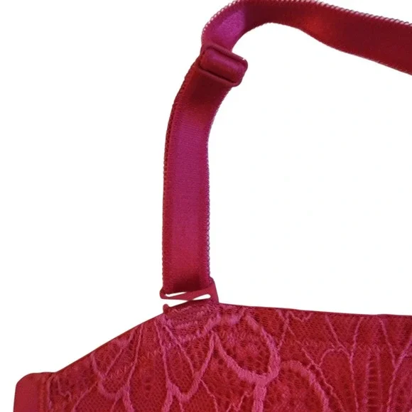 Torrid Curve Pink Lace Unlined Balconette Bra Underwire 40B Magenta 148862 - Picture 4 of 9